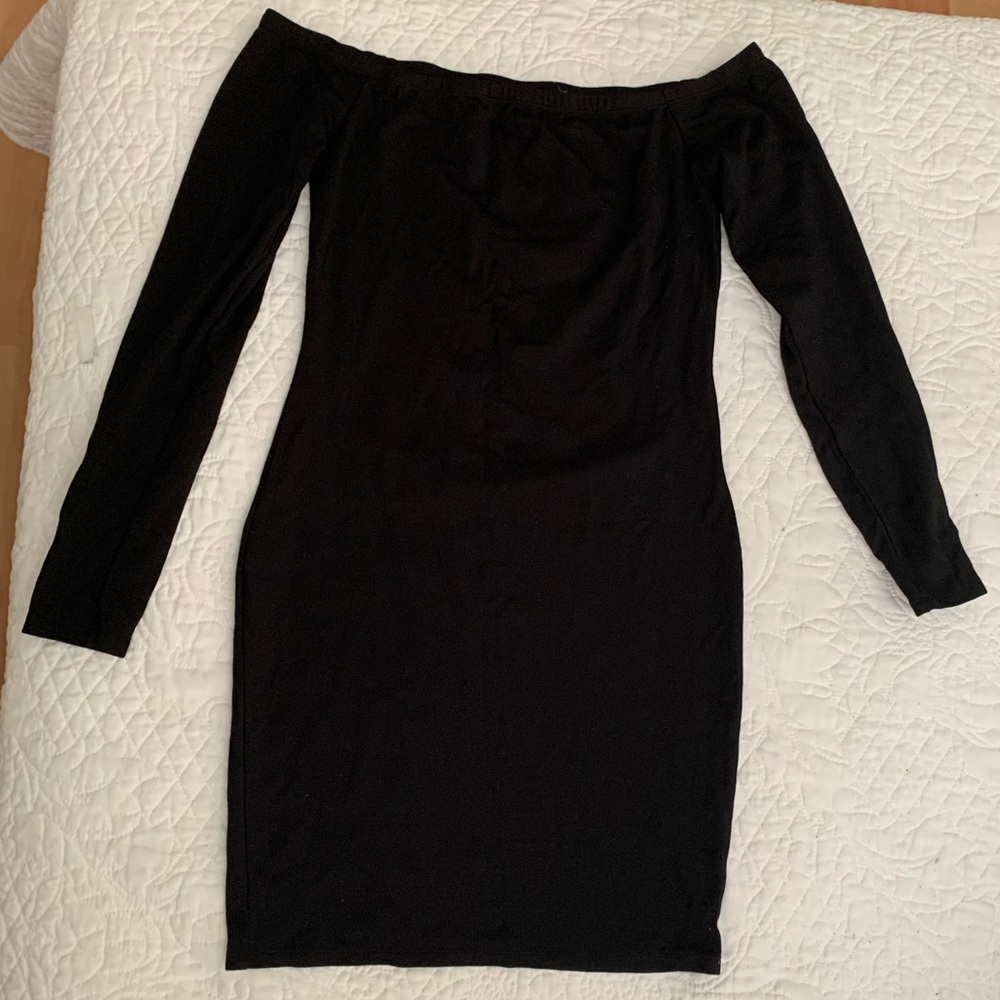 Black Off the Shoulder Mini Dress